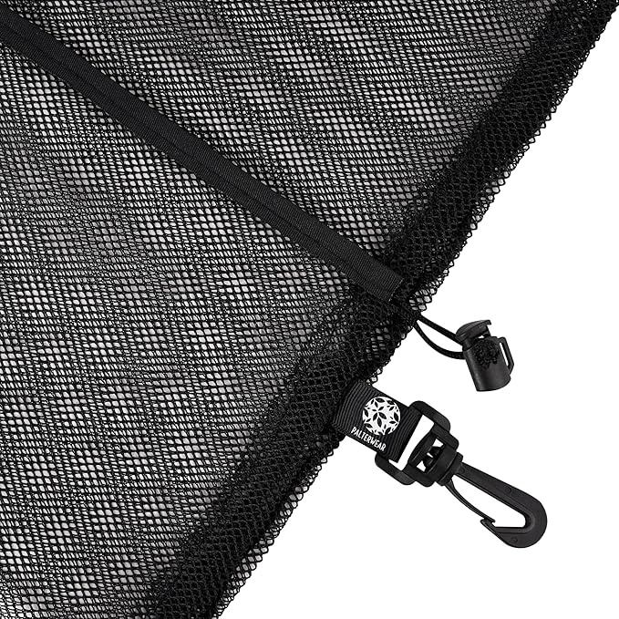 PALTERWEAR Mesh Drawstring Bag With Clip and Toggle Closure - For Camping, Outdoor, Shoes - Multi-Use Set of 4 (Black, 12 x 16 inch)