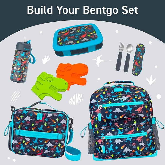 Bentgo Kids Water Bottle - Leak-Proof, Durable Tritan, BPA-Free 15 oz. Cup for Kids/Toddlers Ages 3+, Safe Sip Spout, Carrying Handle, & Dishwasher Safe for School, Sports, Daycare & Camp (Dinosaur)