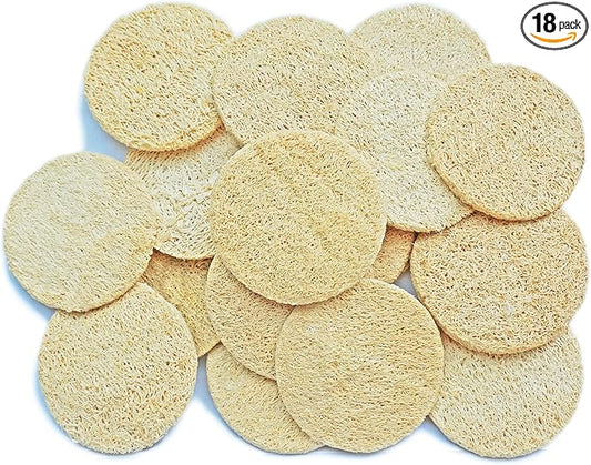 18 Pack Natural Loofah Sponge Exfoliating Face Pads - Facial Body Scrubbers Pad - When Bath Shower and Spa - Loofa Sponges Scrub - Bulk Loofahs Scrubber - Cleansing Skin for Women and Men