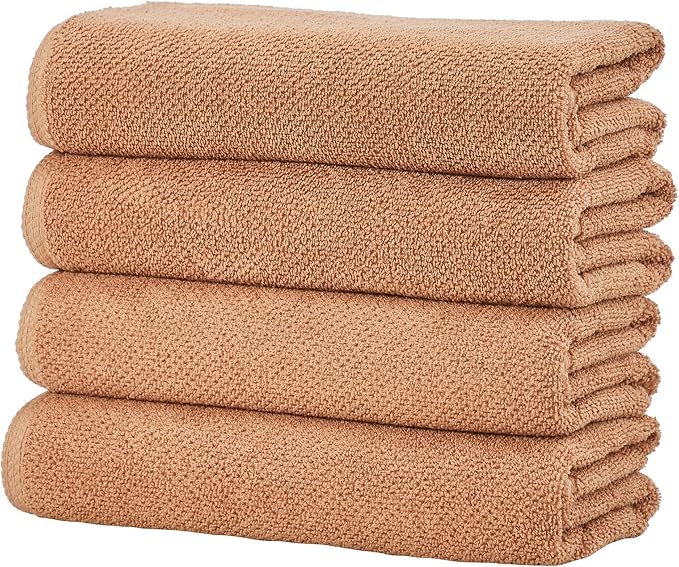 Great Bay Home Orange Bath Towel Set – 100% Cotton 4-Pack 54"x27", Absorbent & Quick-Drying, Soft & Durable
