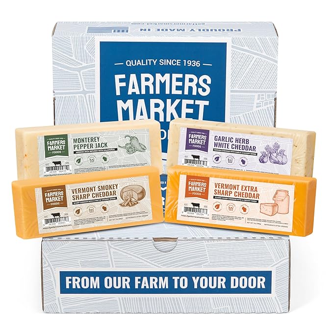 Farmers Market, Gluten Free, Keto, Paleo, Low Sodium, Zero Sugar, Wisconsin Cheese Gift Sets, 7oz 4 Count