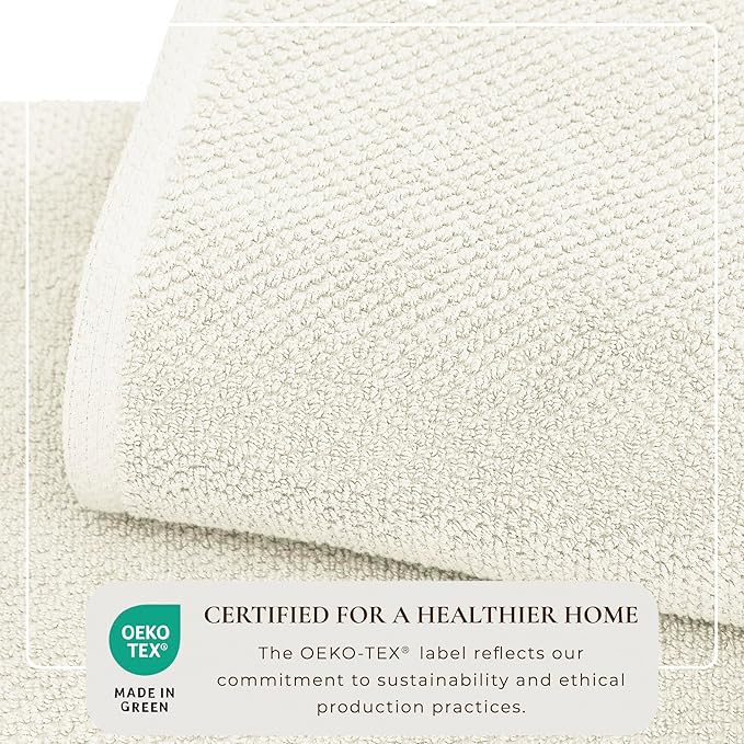 Great Bay Home Ivory Bath Sheet - 100% Cotton Oversized 2 Pack 68x35 Towel Set - Absorbent, Quick-Drying, Durable Bath Sheet for Bathroom Decor - Low-Twist, Two-Ply Fibers