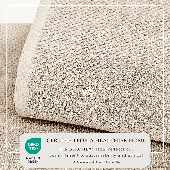 Great Bay Home Taupe Bath Towel Set – 100% Cotton 6-Piece Set, Absorbent & Quick-Drying, Soft & Durable