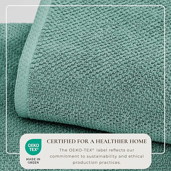 Great Bay Home Blue Washcloth- 100% Cotton 12-Pack 13x13 Wash Cloth - Absorbent, Quick-Drying, Durable Face Towels for Bathroom Decor - Low-Twist, Two-Ply Fibers (Mineral Blue)