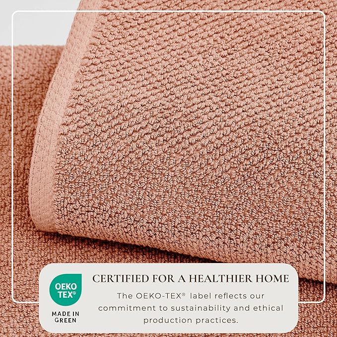Great Bay Home Pink Bath Towels - 100% Cotton 4 Pack 54x27 Bath Towel Set - Absorbent, Quick-Drying, Durable Towels for Bathroom Decor - Low-Twist, Two-Ply Fibers (Dusty Rose)
