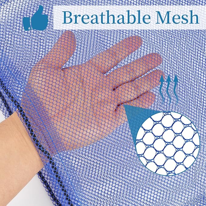 6PCS Blue Mesh Bag Drawstring, 23 x 35 Inch Net Bag with Lock, Multipurpose Storage Bags for Gym, Laundry, Balls, Beach and Toys