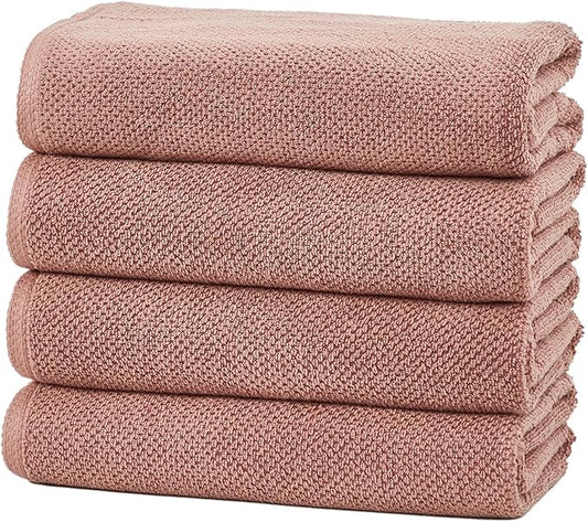 Great Bay Home Pink Bath Towel Set – 100% Cotton 4-Pack 54"x27", Absorbent & Quick-Drying, Soft & Durable