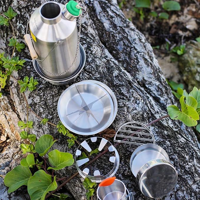 Kelly Kettle Ultimate Base Camp Kit – 54 oz Large Stainless Steel Camp Kettle, Lightweight Camping Kettle with Whistle, Kelly Kettle Stove for Fishing, Hunting, Hiking