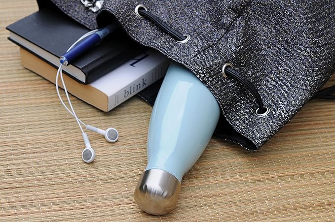 MIRA 17 oz Insulated Water Bottle - Stainless Steel Cola Shape Thermo - Double Wall Hot & Cold Flask (24Hr Cold/12Hr Hot) - Pearl Blue