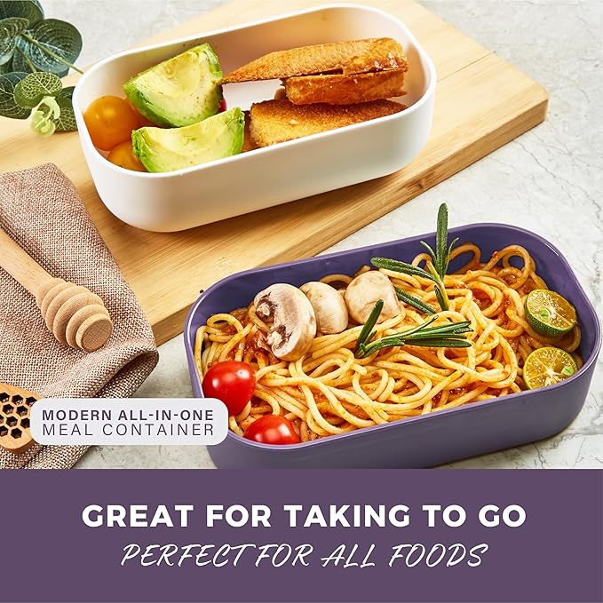 Responsible Products Leak Resistant Bento Box with Tableware for Adult - Teens, Insulated Lunch Box for Women - Men - Girls - Boys, BPA Free, Dishwasher Safe, Microwave Safe, Freezer Safe, 46 oz