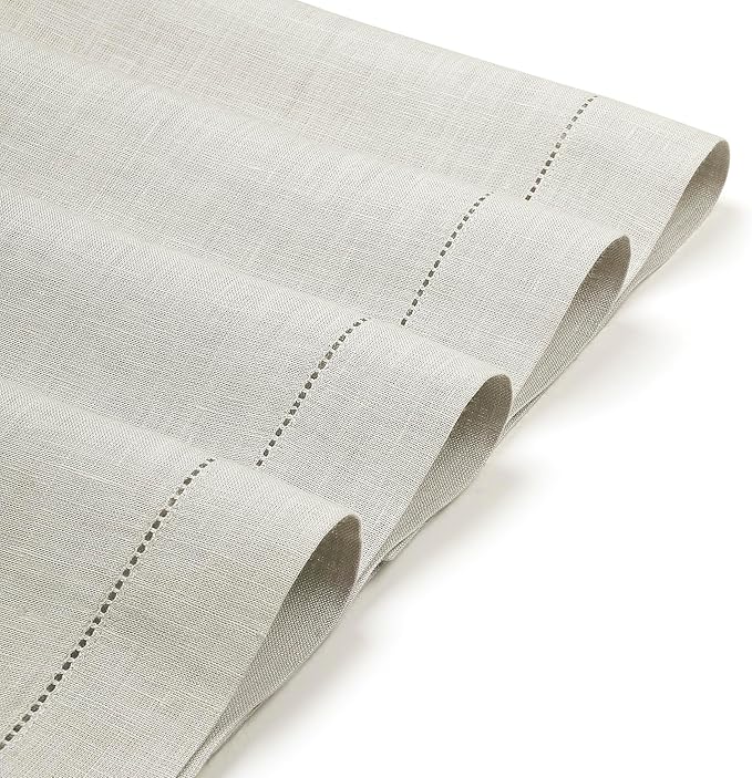 D'Moksha Homes Silver Grey Linen Cloth Placemats Set of 4-100% Pure Linen Hemstitch Placemats 14 x 19 Inch - Classic Hemstitch Table Place Mats for Christmas - Handcrafted and Machine Washable