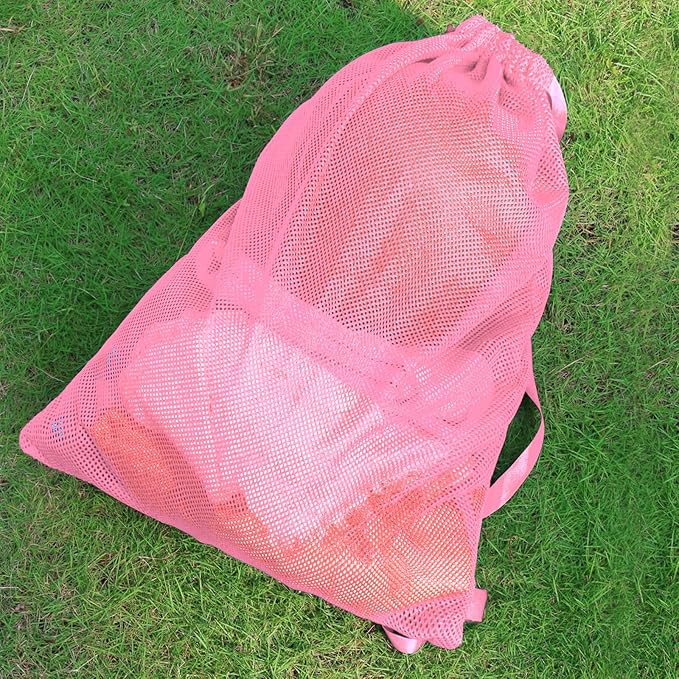 2 Packs Swim Bag Mesh Drawstring Backpack Oversized 18" x 26", Large Mesh Drawstring Backpack for Beach, Swimming, Gym, and Workout Gear (Pink)