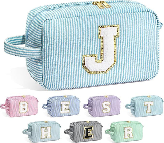 YOOLIFE Valentines Day Gifts - Valentines Day Gifts for Her, 20th 30th 40th 50th 60th Birthday Gifts for Women, Personalized Gifts for Wife Girlfriend Mom Best Teacher Sister, Initial Makeup Bag A