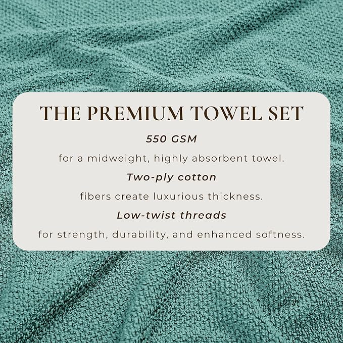 Great Bay Home Blue Hand Towels - 100% Cotton 6 Pack 26x16 Hand Towel Set - Absorbent, Quick-Drying, Durable Towels for Handroom Decor - Low-Twist, Two-Ply Fibers (Mineral Blue)