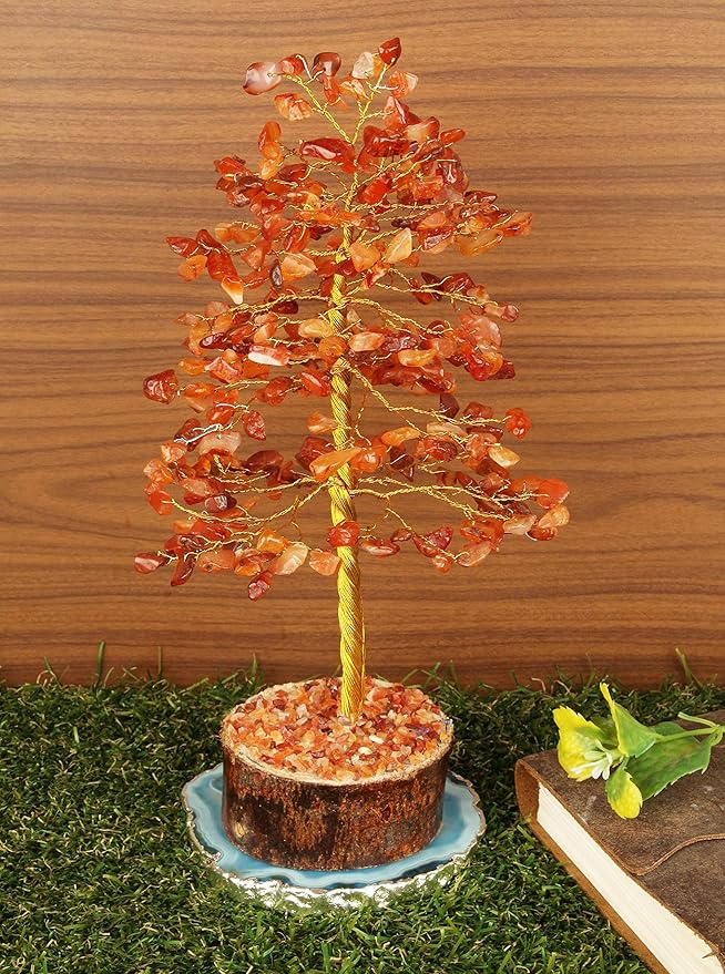 FASHIONZAADI Carnelian Crystal - Good Luck Gems - - Crystal Tree - Meditation Room Decor- Money Tree - Feng Shui Decor - Spirtual Things - Crystals and Stones