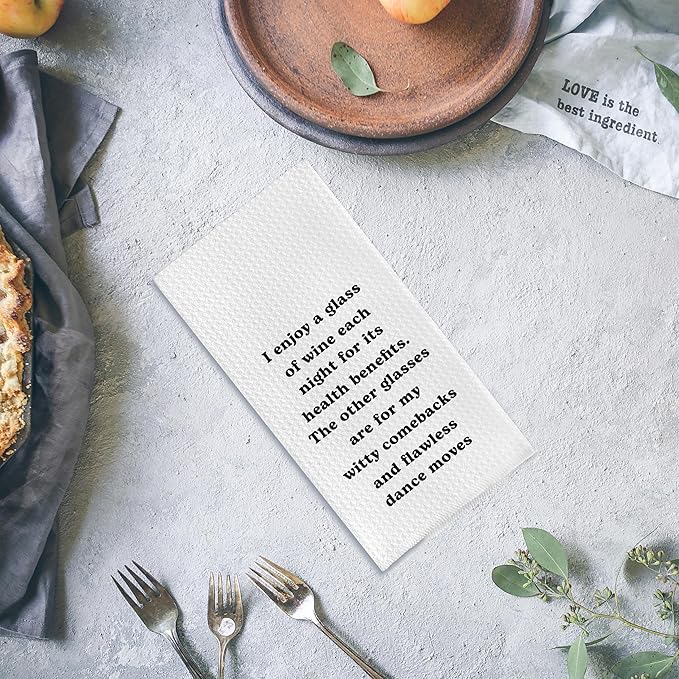 Wine Kitchen Towels 16x24 Inches - Gifts for Lovers, Dish Towels, Decor, I Enjoy a Glass Each Night Hand Towels