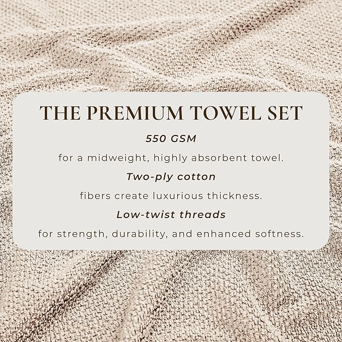 Great Bay Home Taupe Washcloth Set – 100% Cotton 12-Pack 13"x13", Absorbent & Quick-Drying, Soft & Durable