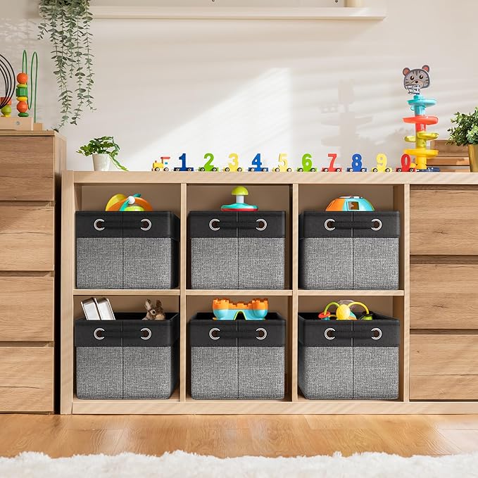 Sorbus Fabric Storage Bins for Shelves - 15 Inch Sturdy Collapsible Storage Bins with 2 Handles, Foldable Baskets for Organizing Home, Closets, Shelf, Toys, Clothes, Large Decorative Storage Baskets