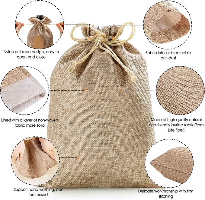Homum 12x16 Inch 24 PCS Burlap Gift Bags with Drawstring and Gift Tags, Burlap Sack Bags for Party, Jewelry, Christmas, DIY Craft
