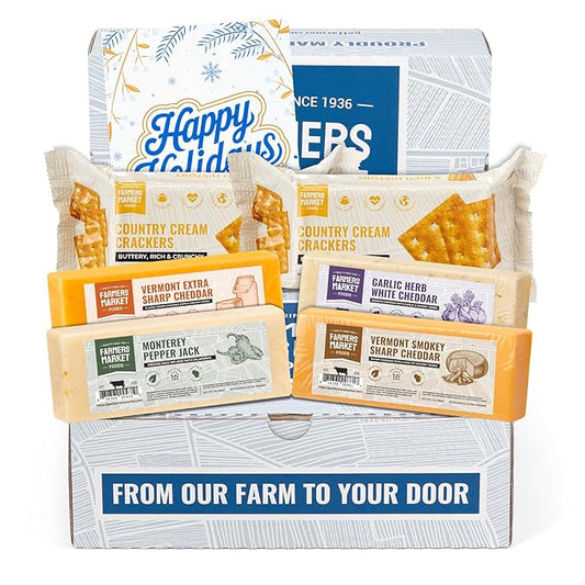 Farmers Market Gift Basket, Gluten Free, Keto, Paleo, Low Sodium, Zero Sugar, Wisconsin Cheese Gift Sets, Classic Cheese Assortment