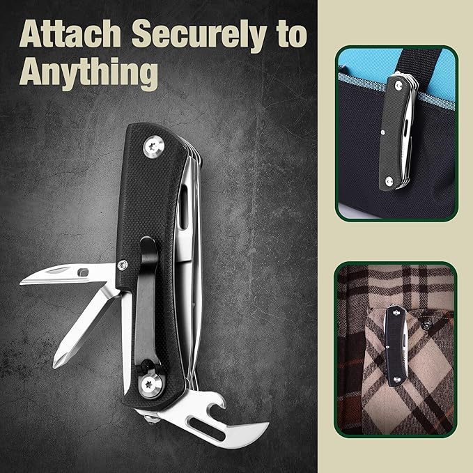 MOSSY OAK Multitool Pocket Knife – 10-in-1 Folding Pocket Knife Multitool with Stainless Steel Blade, Saw, Can Opener, Screwdrivers – EDC Tool for Camping, Hiking, Survival