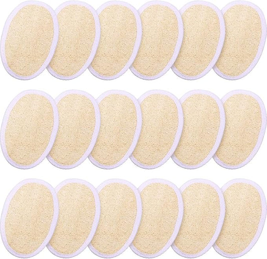 18 Packs Exfoliating Loofah Sponge Pads Facial Body Bath Shower Loofah Sponge Pad Natural Exfoliating Scrubber Brush for Men Women