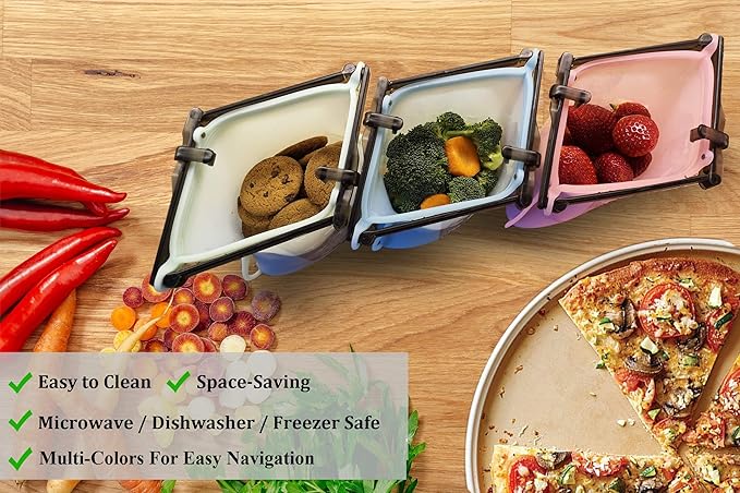 Reusable Silicone Food Bag Odorless Dishwasher Safe No Pop Open Leakproof Snack Bags Stand-Up Easy Dry Flat Bottom Freezer Food Storage Bag Best Ziplock Bags Alternative For Meats, Marinates