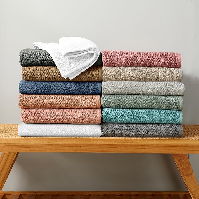 Great Bay Home Pink Hand Towel Set – 100% Cotton 6-Pack 26"x16", Absorbent & Quick-Drying, Soft & Durable