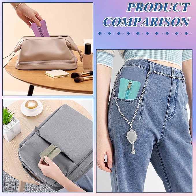 Pocket Tissue Holder, 6 Packs Tissue Holder for Purse, Reusable Travel Tissue Pouch, Fabric Purse Zipper Tissue Packs for Coins Tissue Cards Travel Office, 5.1 x 3.1 Inches