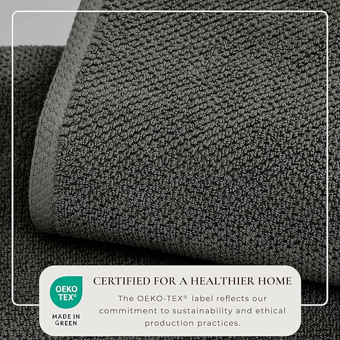 Great Bay Home Dark Grey Bath Towel Set – 100% Cotton 6-Piece Set, Absorbent & Quick-Drying, Soft & Durable