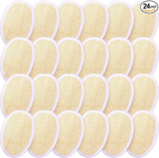 Boao 24 Pcs Loofah Pack Loofah Pads Bulk for Facial Exfoliating Body Bath Shower Mini Sponge Pads Natural Scrubber Brush for Men Women Spa and Travel