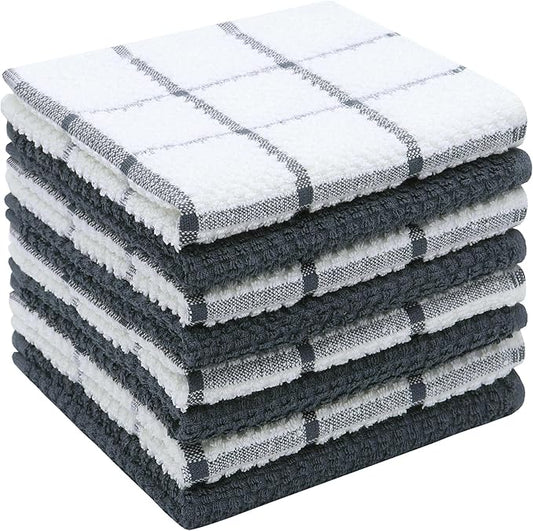 Cleaning Rags Cleaning Cloths for Cleaning House, Cotton Dish Cloths Dish Rags for Washing Dishes, Set of 8, Light and Soft Terry Kitchen Washcloths Kitchen Rags,12 Inch x 12 Inch (Grey Set)