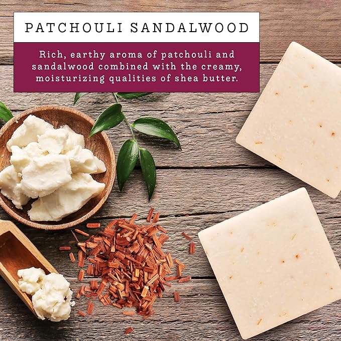 LOVERY Christmas Gifs for Men Who Has Everything, Goat Milk Soap Made in USA with Organic Shea Butter - Patchouli Sandalwood Scent - Goats Milk Soap Bar