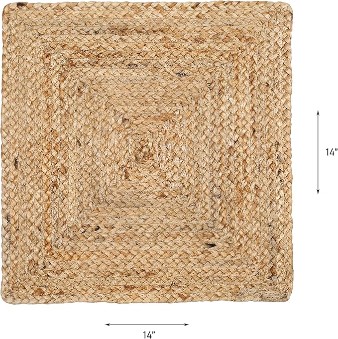 Hausattire Jute Braided Placemats 14x14 Inches Set of 4 Reversible Handwoven Boho Vintage Placemats for Kitchen Dining Tables|BBQ's Thanksgiving Decor Weddings Indoor & Outdoor Parties|Natural