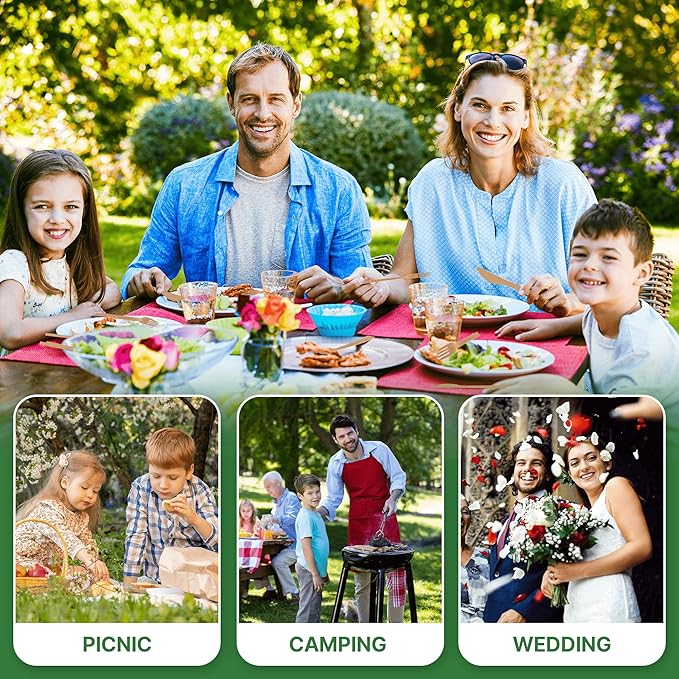 100% Bamboo Utensils - 360PCS Combo Pack Carbonized Disposable Cutlery Biodegradable and Sanitized - Heavy Duty & Fully Functional