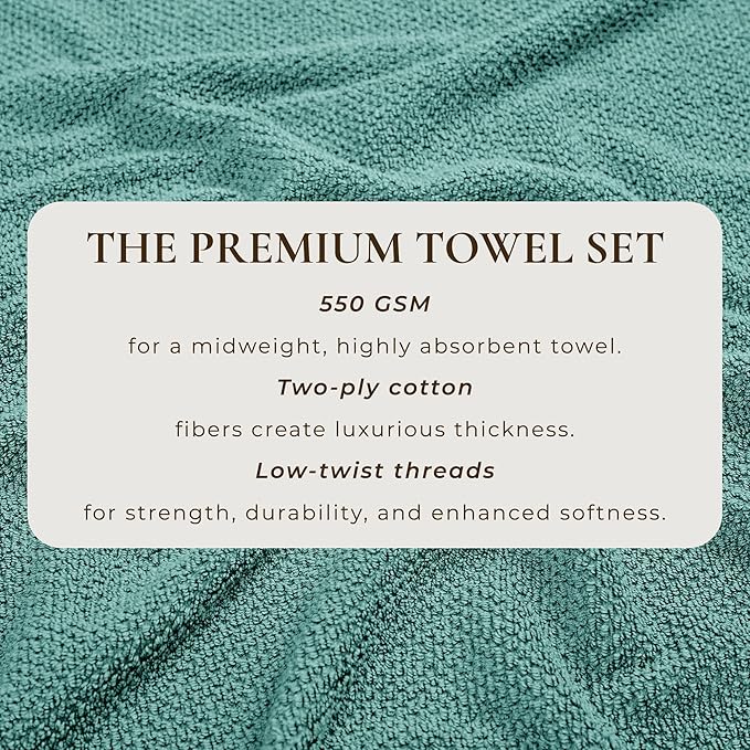 Great Bay Home Blue Washcloth- 100% Cotton 12-Pack 13x13 Wash Cloth - Absorbent, Quick-Drying, Durable Face Towels for Bathroom Decor - Low-Twist, Two-Ply Fibers (Mineral Blue)