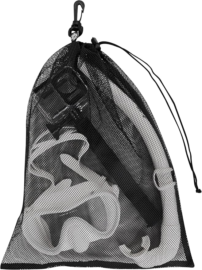 PALTERWEAR Mesh Drawstring Bag With Clip and Toggle Closure - For Camping, Outdoor, Shoes - Multi-Use Set of 4 (Black, 12 x 16 inch)