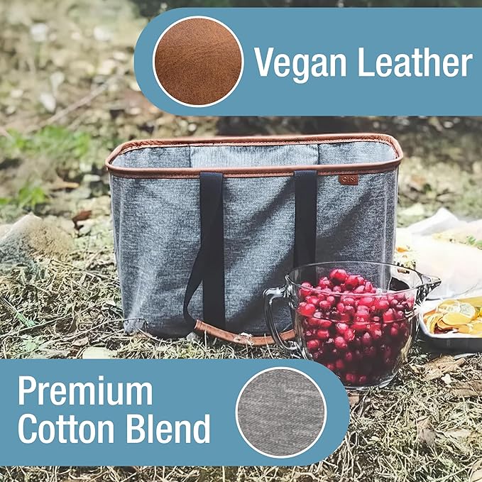 CleverMade EcoBasket Reusable Grocery Tote - Collapsible Storage Shopping Organizer - Heavy Duty Utility Bag Home