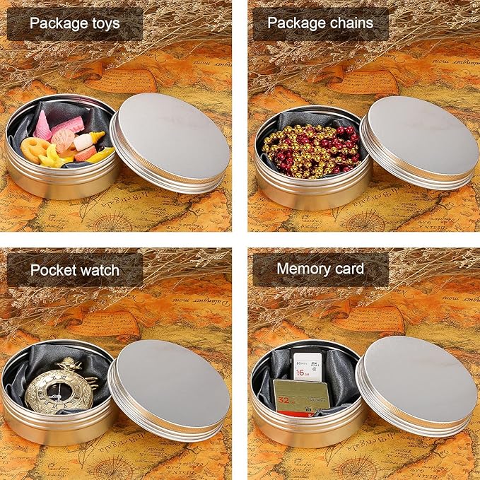 TecUnite 24 Pcs 4 oz Metal Tin Cans Aluminum Round Tin Containers Empty Cans with Screw Lid for Candle Storage Cosmetic Sample Travel Salve Cream