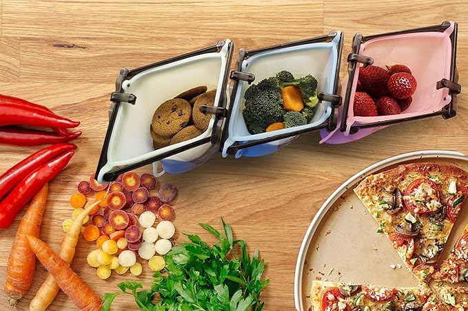Reusable Silicone Stand-Up Food Storage Freezer Bags Microwave Freezer Dishwasher Safe Snack Bags (2 x 33 Oz + 2 x 17 Oz Random Color)