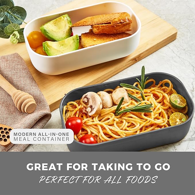Responsible Products Leak Resistant Bento Box with Tableware for Adult - Teens, Insulated Lunch Box for Women - Men - Girls - Boys, BPA Free, Dishwasher Safe, Microwave Safe, Freezer Safe, 46 oz