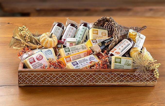 Farmers Market Gift Basket, Gluten Free, Keto, Paleo, Low Sodium, Zero Sugar, Wisconsin Cheese Gift Sets, Classic Cheese Assortment