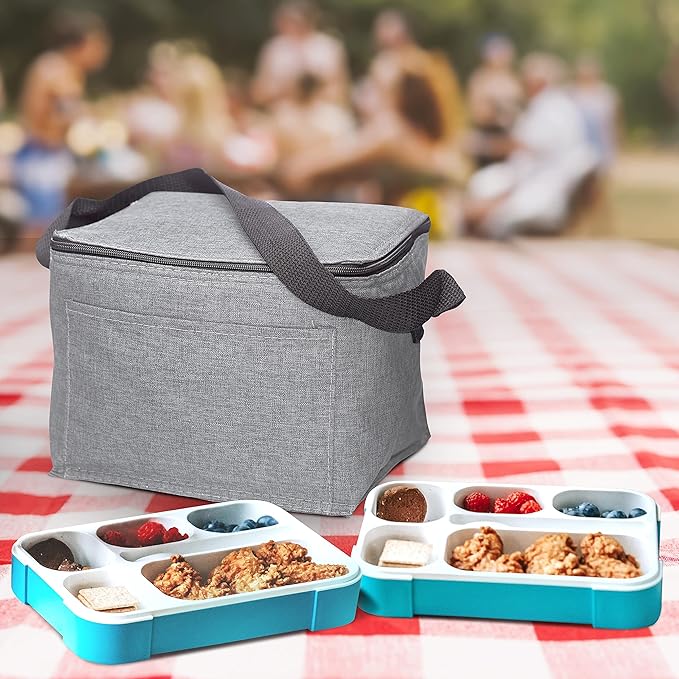 Insulated Cooler Lunch Bag Set of 10, Bulk Pack - Perfect for Work, Travel, Outdoor Events - Grey