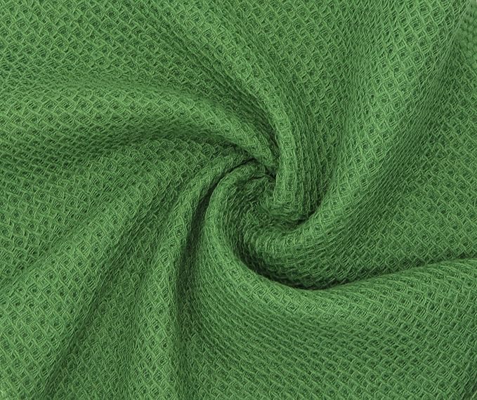 Mia'sDream Cotton Kitchen Towels and Dish Cloths Sets, Waffle Weave Dish Towels for Kitchen Drying Dishes, Soft and Absorbent Kitchen Hand Towels Washcloths, 13inch x 28inch 3 Pack (Green)