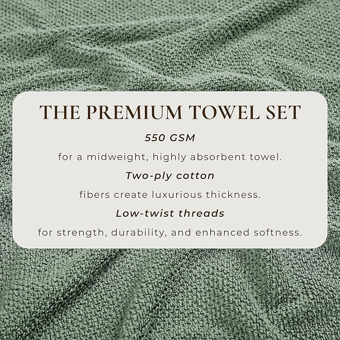 Great Bay Home Green Washcloth Set – 100% Cotton 12-Pack 13"x13", Absorbent & Quick-Drying, Soft & Durable
