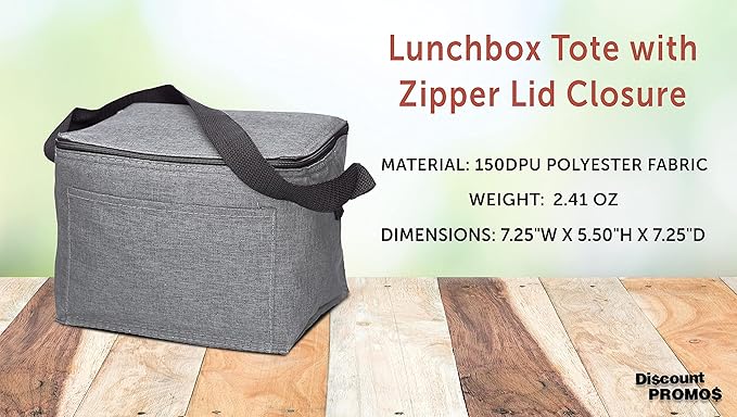 Insulated Cooler Lunch Bag Set of 10, Bulk Pack - Perfect for Work, Travel, Outdoor Events - Grey