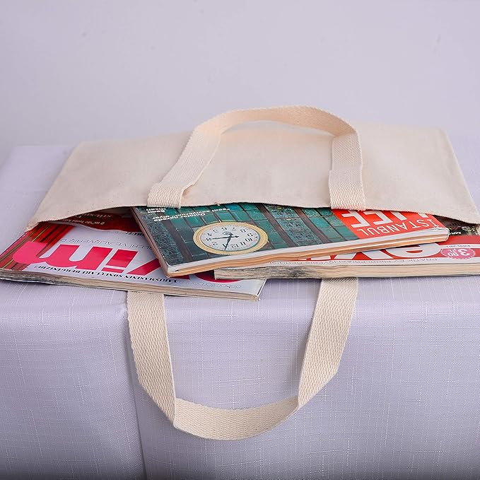 Sturdy Canvas Wholesale Tote Bags with Bottom Gusset 15"W x 16"H x 3"G Blank Totes Great for DIY Painting Printing Embroidery
