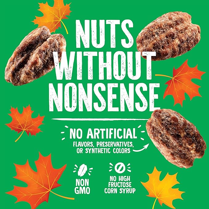 Emerald Maple Bourbon Pecans (1-Pack) | 5oz Resealable Bag | Kosher Dairy Certified, Non-GMO, Contains No Artificial Preservatives, Flavors or Synthetic Colors
