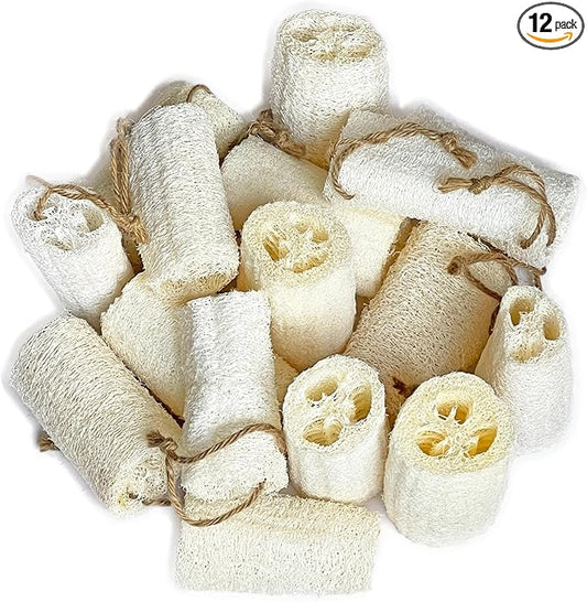 4" Natural Loofah Exfoliating Body Sponge Scrubber for Skin Care in Bath Spa Shower Pack of 12