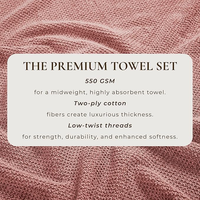 Great Bay Home Pink Washcloth- 100% Cotton 12-Pack 13x13 Wash Cloth - Absorbent, Quick-Drying, Durable Face Towels for Bathroom Decor - Low-Twist, Two-Ply Fibers (Desert Rose)